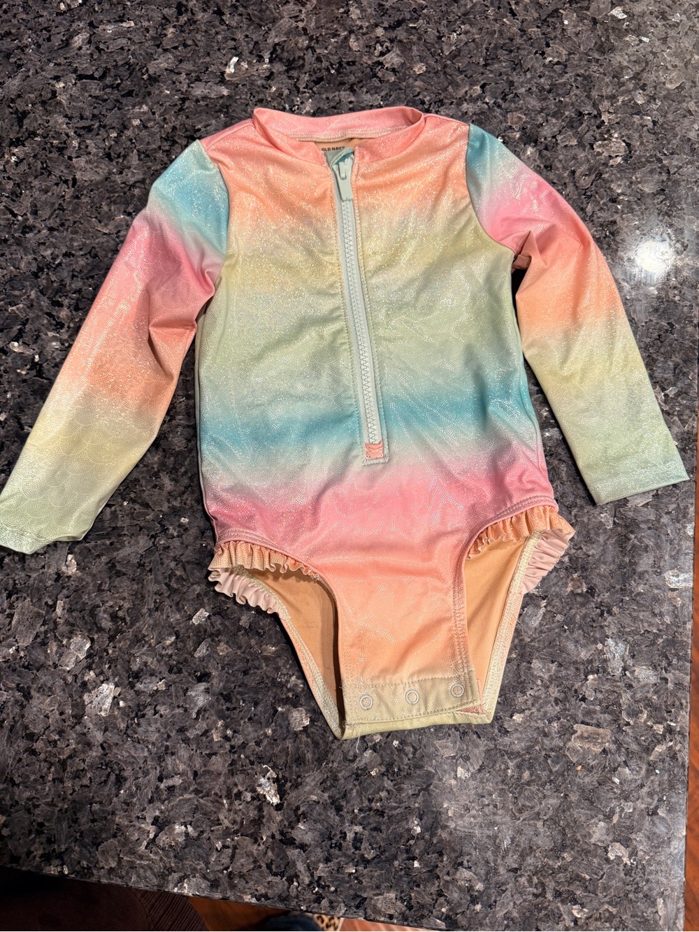 Old Navy Sparkle Ombre Long-Sleeve Baby Swimsuit - Pastel Rainbow